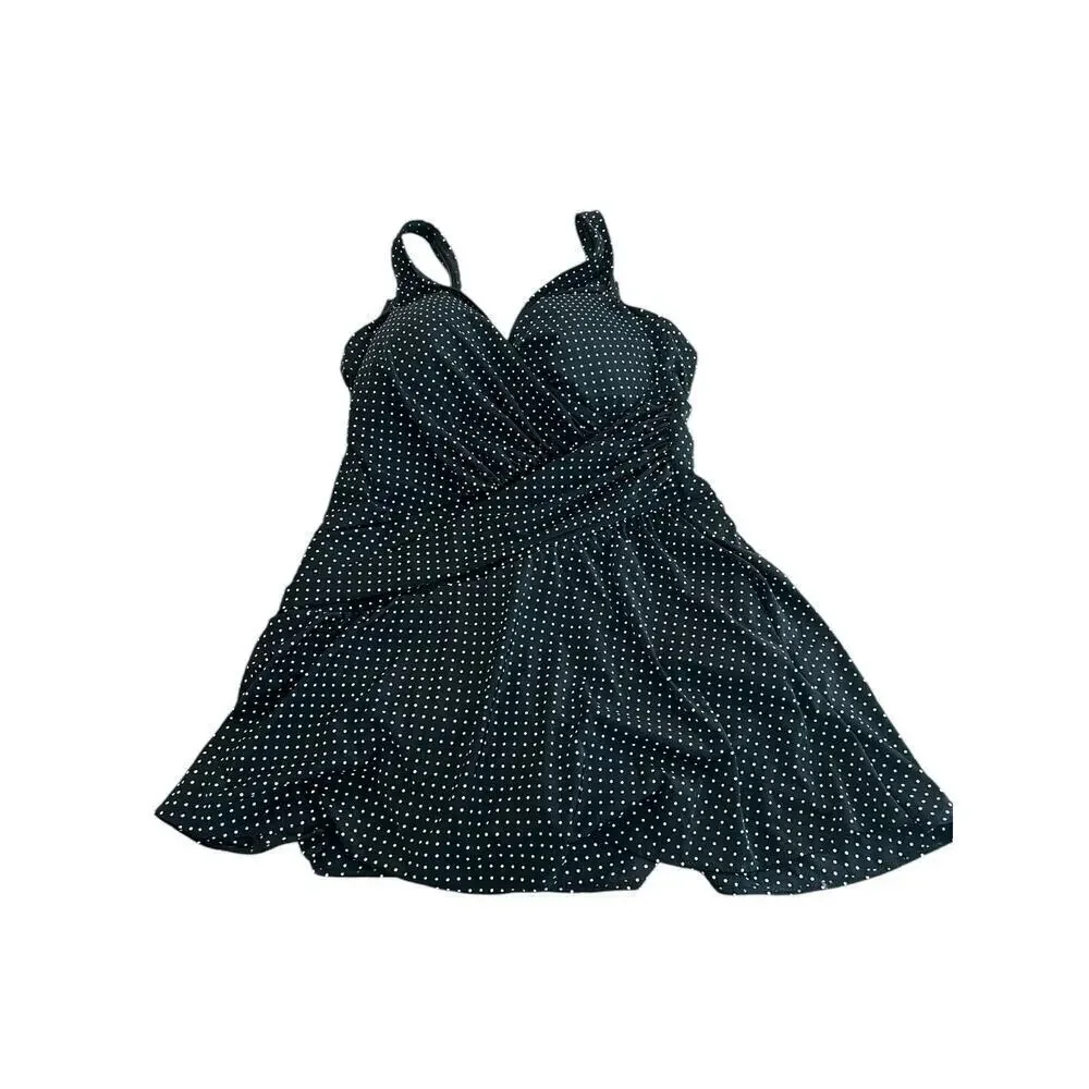 Miraclesuit Pin Point Marais Tummy Control V-Neck One Piece Swimsuit 16D
